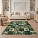 Emerald Bamboo Lattice Geometric Area Rug