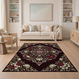 Elegant Red Lotus Medallion Persian Rug