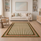 Washable Vintage Geometric Tile Area Rug - Terracotta & Olive Green