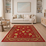 Red Skulls Roses Floral Area Rug
