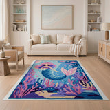 Whimsical Pink-Haired Mermaid Ocean Rug
