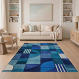 Blue Geometric Abstract Area Rug