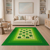 Floral Vintage Lucky Shamrock Green Area Rug