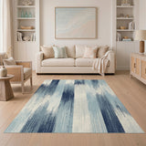 Blue and Teal Blue Teal Distressed Striped Area Rug