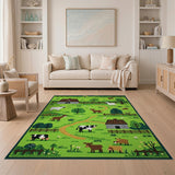 Whimsical Farm Pasture Kids Cartoon Area Rug