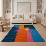 Vibrant Multi-Color Geometric Grid Multi-color and Patterns Area Rug