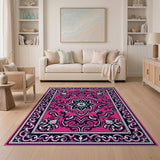 Traditional Persian Vibrant Pink Ornate Floral Medallion Rug