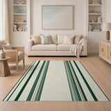 Green Ticking Stripe Area Rug