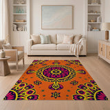 Vibrant Orange Pink Mandala Area Rug