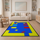 Bold Geometric Yellow Blue Red Area Rug