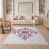 Pink Exquisite Pink Floral Mandala Area Rug