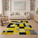 Modern Yellow Black Geometric Area Rug