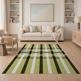 Distressed Khaki Plaid Checkered Area Rug