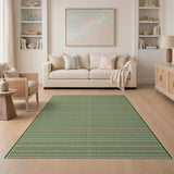 Green and Beige Checkered Woven Area Rug