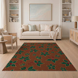 Vintage Holly Leaf Berry Area Rug