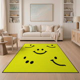 Playful Yellow Smiley Face Kids Cartoon Rug