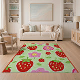 Multi-color and Patterns Playful Strawberry Fruit Pattern Area Rug