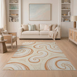 Swirling Abstract Beige Area Rug