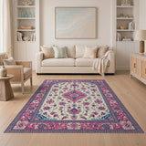 Traditional Persian Pink Persian Floral Medallion Area Rug