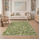 Green Distressed Hexagon Vintage Area Rug