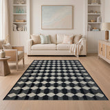 Black White Diamond Geometric Black and White Area Rug