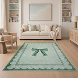 Pale Green Oversized Bow Scalloped Area Rug