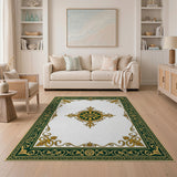 Ornate Green and Gold Floral Medallion Area Rug