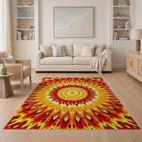 Fiery Mandala Sunburst Area Rug