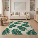 Multi-color and Patterns Green Palm Frond Pattern Area Rug