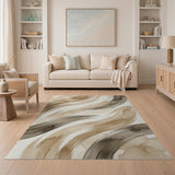 Sweeping Beige Brushstroke Abstract Area Rug