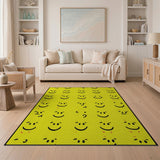 Kids Cartoon Playful Yellow Smiley Faces Area Rug