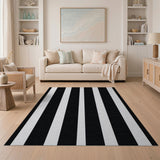 Bold Black White Vertical Stripe No. 20 Area Rug