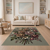 Vintage Blush Rose Peony Bouquet Rug