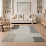 Block Modern Grey Geometric Block Area Rug