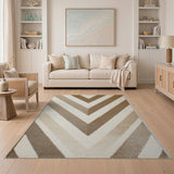 Beige Chevron Zigzag Area Rug