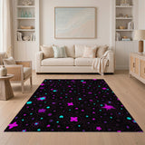 Vibrant Pink Teal Abstract Star Flower Rug