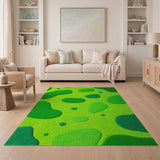 Vibrant Green Blob Abstract Shag Rug