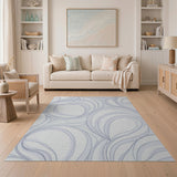 Abstract Blue Swirl Area Rug