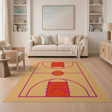 Geometric Basketball Court Area Rug