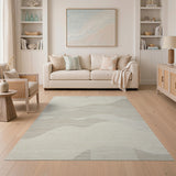 Abstract Beige Wave Beige and Neutral Area Rug