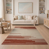 Bold Red Stripe Geometric Area Rug