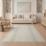 Beige and Neutral Beige Grey Vertical Striped Area Rug