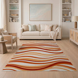 Orange Wavy Terracotta Abstract Area Rug