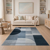 Modern Geometric Navy Grey Area Rug