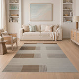 Beige Brown Geometric Woven Area Rug