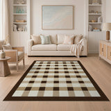 Tan Brown Plaid Checkered Area Rug