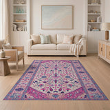 Traditional Persian Pink Pink Traditional Persian Floral Area Rug