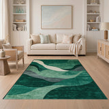 Abstract Green Wave Green Area Rug