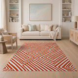 Geometric Modern Bold Red Geometric Zigzag Area Rug