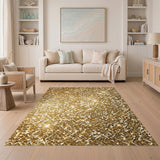Gold and Silver Shimmering Gold Geometric Area Rug